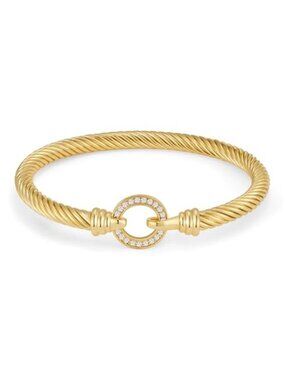 Two Tone Twisted Cable Cuff Bracelet Gold Silver Bangle for Women